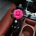 Camellia 1pcs Pearl Car Handbrake Covers Plush Beautiful Brake Case Auto Interior Decro - Black