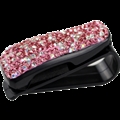 Crystal Car Fastener Clip Sun Visor Sunglasses Women Diamond Decorative Card Ticket Clip Holder - Pink