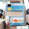 Cute Lion Fold Multi-function Car Seat Back Hanging Pocket Thermal Insulation Storage Bag - White Blue