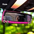 Daisy Gorgeous Bling Bling Diamonds Crystal Car Rearview Mirror Auto Brilliant Rearview Mirror - Rose