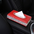 Great Bling Leather Car Tissue Paper Box Holder Case Seat Back Hanging Tissue Bag - Red