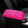 Plush Women Rhinestone Pad Armrest Cushions 1pcs Winter Warm Crystal Universal Car Armrest - Pink