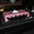 Pretty Bling Leather Auto Tissue Paper Box Holder Case Seat Back Nice Tissue Bag - Red