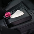Rose Camellia Bling Leather Car Tissue Paper Box Holder Case Seat Back Good Tissue Bag - Black