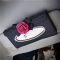 Rose Camellia Bling Leather Car Tissue Paper Box Holder Hanging Seat Back Good Tissue Bag - Black