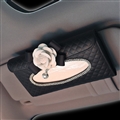 White Camellia Bling Leather Car Tissue Paper Box Holder Hanging Seat Back Good Tissue Bag - Black