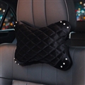 Winter Diamond Plush Car Neck Pillow Woman Universal Warm Headrest 1pcs - Black