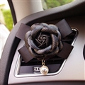 Abs Leather Beautiful Gorgeous Camellia 1pcs Car Air-Purify Clip Auto Air Out Perfume Clip - Black
