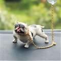 Resin Metal Cool Car Ornaments French Bulldog Car Decoration Smoking Dog With Sunglasses - White