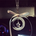 Hanging Pendant Bowknot Star Gorgeous Bling Bling Diamonds Crystal Car Pendant Car Interior Decoration - White