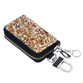 Luxurious Beautiful Crystal Genuine Leather Auto Key Bags Key Chain - Gold