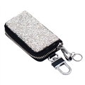 Luxurious Beautiful Crystal Genuine Leather Auto Key Bags Key Chain - White