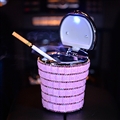 Portable Car Ashtray with Led Light Crystal Bling Bling Car Ash Tray Storage Cup Holder for Girls Woman - Red