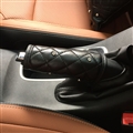 Pretty 1pcs Bling Auto Handbrake Covers Leather Diamond Brake Case Auto Interior Decro - Black