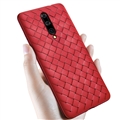 BV Woven Shield Back Covers Silicone Cases Knitted pattern Skin for OnePlus 7 Pro - Red