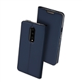 Classic Support Shell Book Cover Flip Leather Cases Holster Skin For OnePlus 7 - Blue