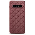BV Woven Shield Back Covers Silicone Cases Knitted pattern Skin for Samsung Galaxy S10 Lite S10E - Brown