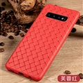 BV Woven Shield Back Covers Silicone Cases Knitted pattern Skin for Samsung Galaxy S10 - Red