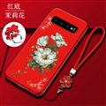 Jasmine Flower Matte Silica Gel Shell TPU Shield Back Soft Cases Skin Covers for S10 - Red