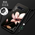 Lily Flower Matte Silica Gel Shell TPU Shield Back Soft Cases Skin Covers for S10 Lite S10E - Black