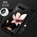 Lily Flower Matte Silica Gel Shell TPU Shield Back Soft Cases Skin Covers for S10 Plus S10+ - Black