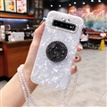 Luxury Diamond Lanyard Shuck Bling Case Protective Shell Cover for Samsung Galaxy S10 Lite S10E - White