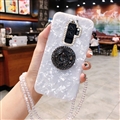 Luxury Diamond Lanyard Shuck Bling Case Protective Shell Cover for Samsung Galaxy S9 Plus S9+ - White