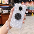 Luxury Diamond Lanyard Shuck Bling Case Protective Shell Cover for Samsung Galaxy S9 - White