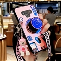 Personality Camera Silicone Lanyard Covers Wristband Back Shell Soft Cases For Samsung Galaxy Note9 - Pink