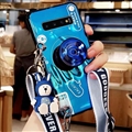 Personality Camera Silicone Lanyard Covers Wristband Back Shell Soft Cases For Samsung Galaxy S10 - Blue