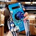 Personality Camera Silicone Lanyard Covers Wristband Back Shell Soft Cases For Samsung Galaxy S10 Plus S10+ - Blue