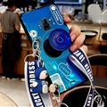 Personality Camera Silicone Lanyard Covers Wristband Back Shell Soft Cases For Samsung Galaxy S9 - Blue