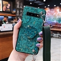 Ultrathin Matte Cases Lanyard Slanting Girl Back Covers for Samsung Galaxy S10 Plus S10+ - Green