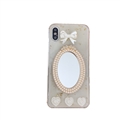 Bow Mirror Pearl Covers Rhinestone Diamond Cases For iPhone 8 Plus - 01