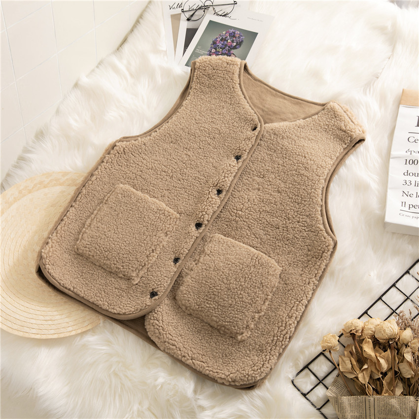 Cheap Classic pocket Faux Fox Fur Vests Fashion Women Overcoat - Apricot