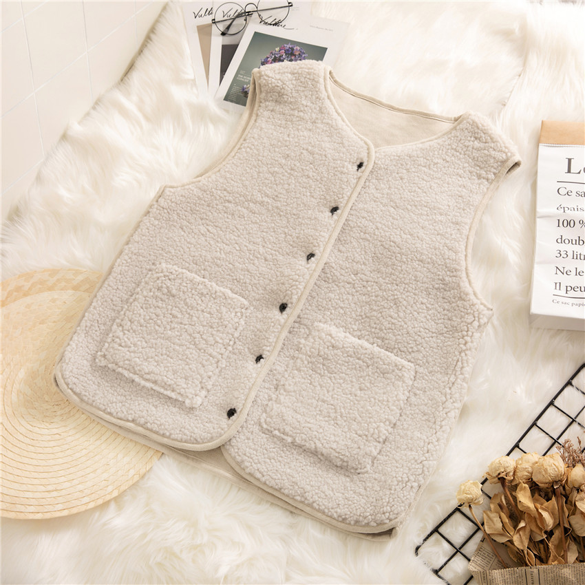 Cheap Classic pocket Faux Fox Fur Vests Fashion Women Overcoat - White