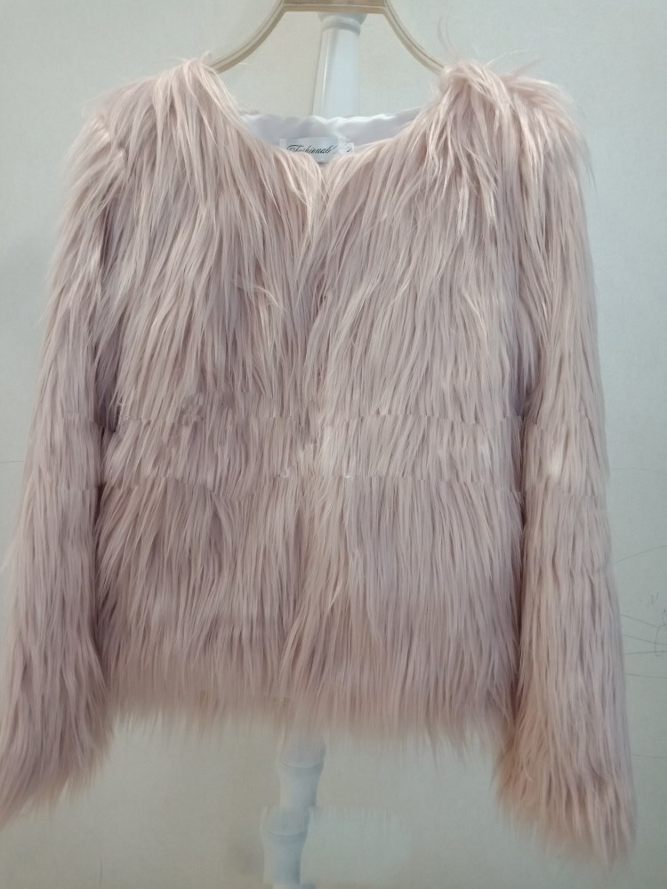 Cheap Cool Faux Fox Fur Overcoat Fashion Women Coat - Khaki