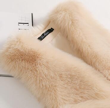 Cheap Cute Elegant Faux Fox Fur Vest Fashion Women Overcoat - Black
