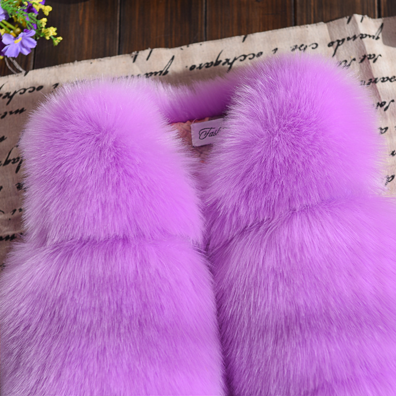 Cheap Cute Faux Fox Fur Vest Fashion Children Overcoat - Blue