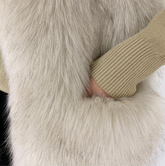 Cheap Furry Faux Fox Fur Vest Fashion Women Overcoat - Apricot