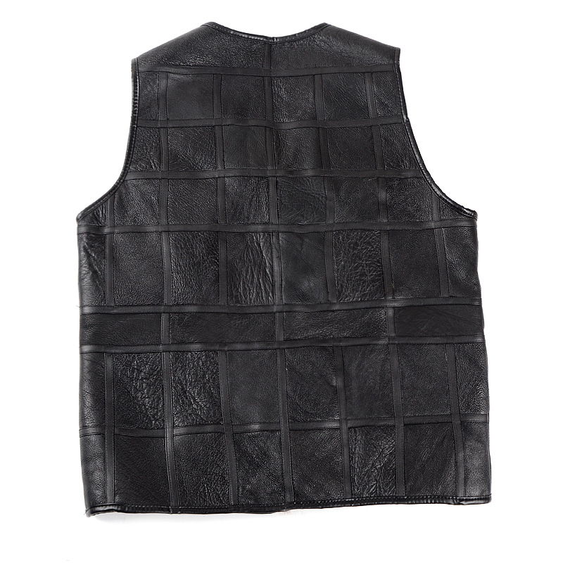 Cheap Furry Faux Fox Fur Vest Middle Aged Man Overcoat - Black