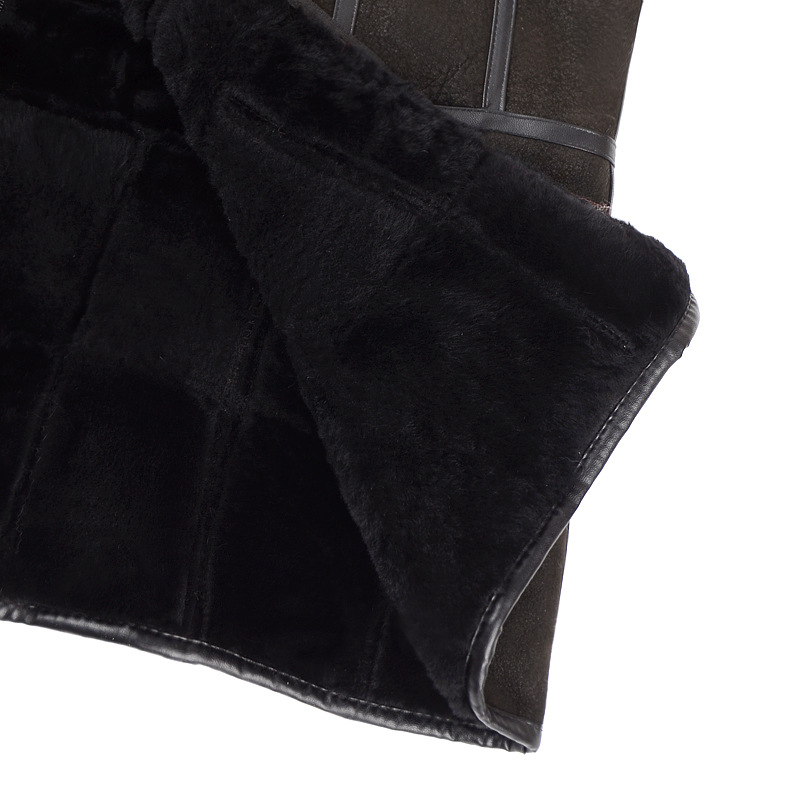 Cheap Furry Faux Fox Fur Vest Middle Aged Man Overcoat - Black