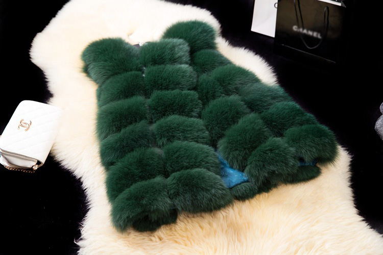 Cheap Good Warm Faux Fox Fur Vests Fashion Women Waistcoat - Green