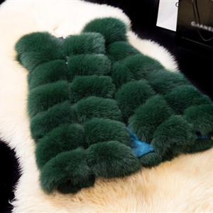 Cheap Good Warm Faux Fox Fur Vests Fashion Women Waistcoat - Green
