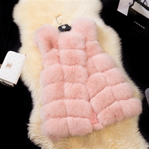 Cheap Good Warm Faux Fox Fur Vests Fashion Women Waistcoat - Pink