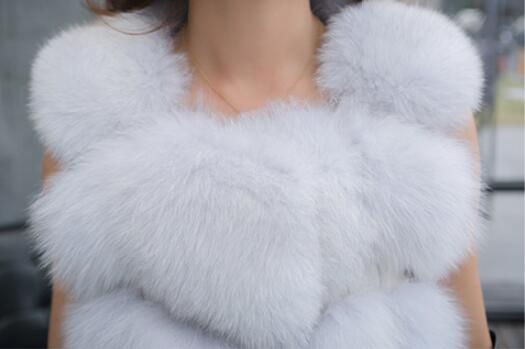 Cheap Good Warm Faux Fox Fur Vests Fashion Women Waistcoat - Gray