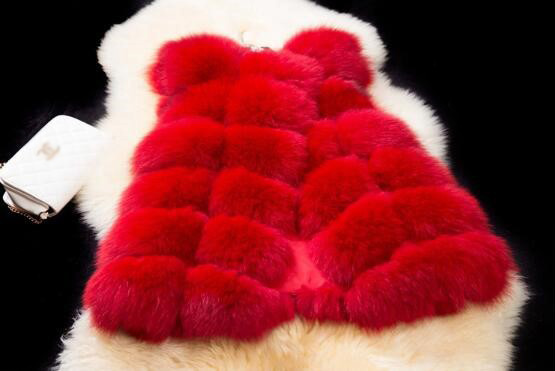 Cheap Good Warm Faux Fox Fur Vests Fashion Women Waistcoat - Red 01