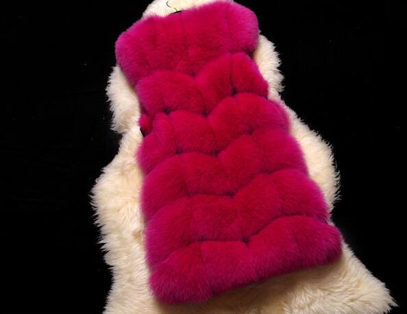 Cheap Good Warm Faux Fox Fur Vests Fashion Women Waistcoat - Rose