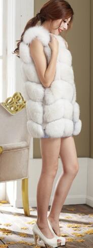 Cheap Good Warm Faux Fox Fur Vests Fashion Women Waistcoat - White