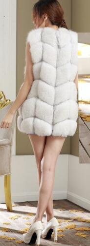 Cheap Good Warm Faux Fox Fur Vests Fashion Women Waistcoat - White